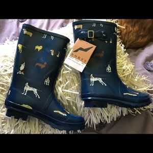 Norty Rainboots, Dog print, size 10